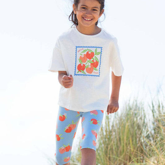 Organic Cotton Peach Print Pedal Pushers Girls Capris | Kite Clothing