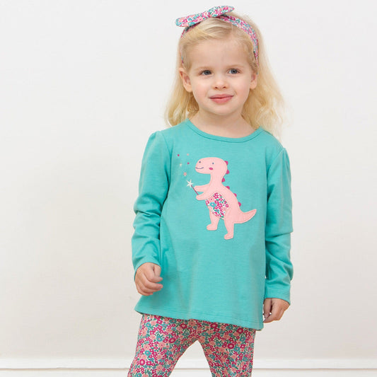Kite Clothing Organic Long Sleeved Tunic- Dinosaur Magic Appliqué