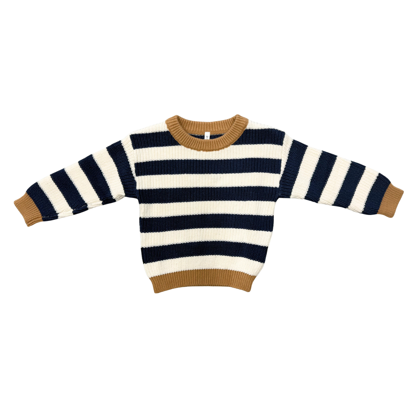 Cotton Knit Sweater - Charcoal Bronze Stripe