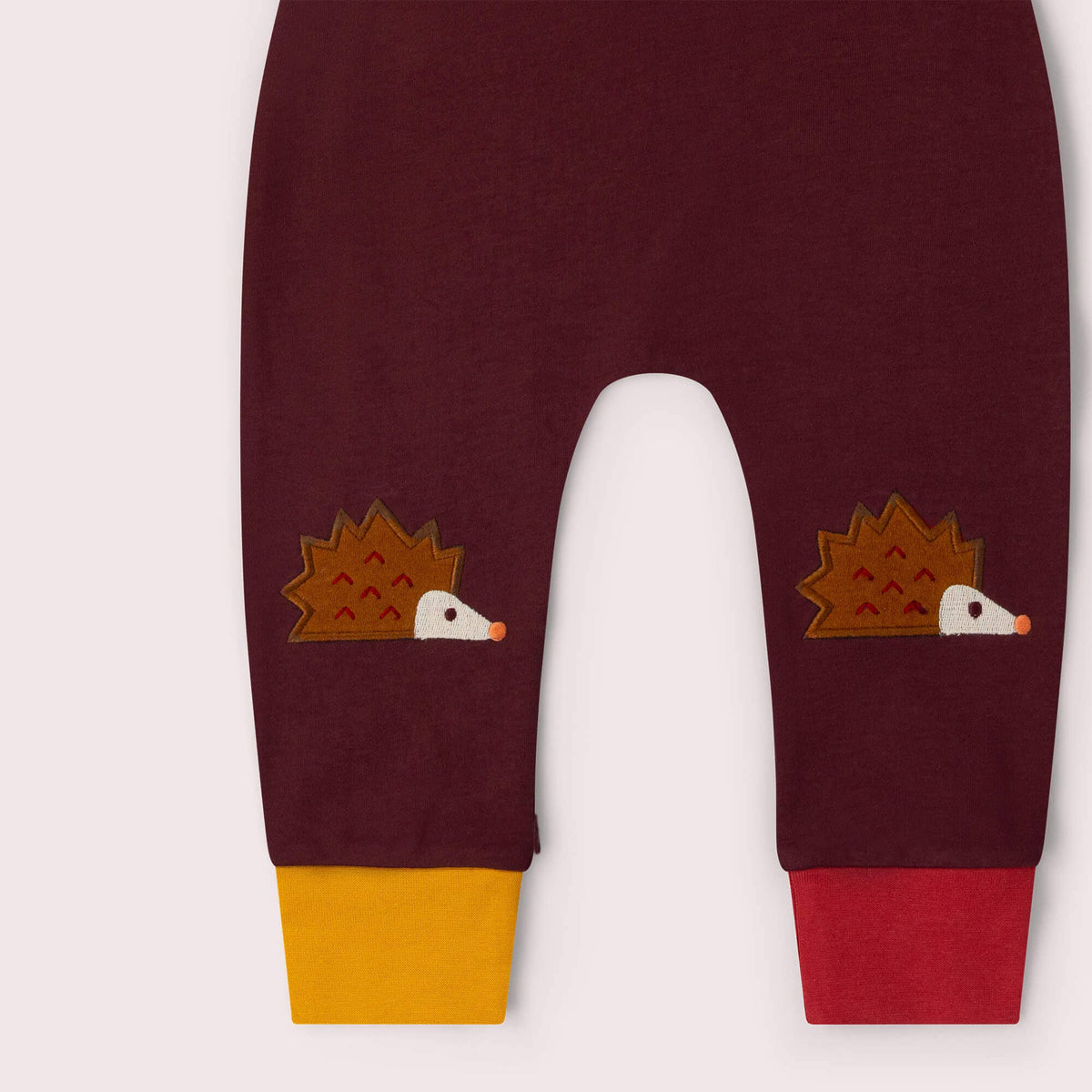 Little Green Radicals Organic Cotton Knee Patch Joggers - Brown Hedgehog