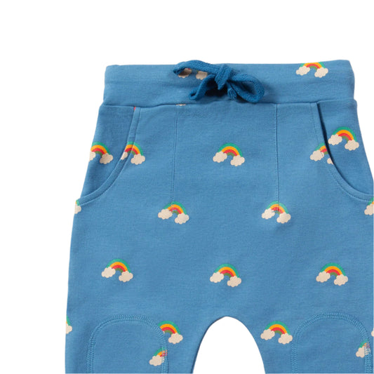 Little Green Radicals Organic Joggers- blue rainbows