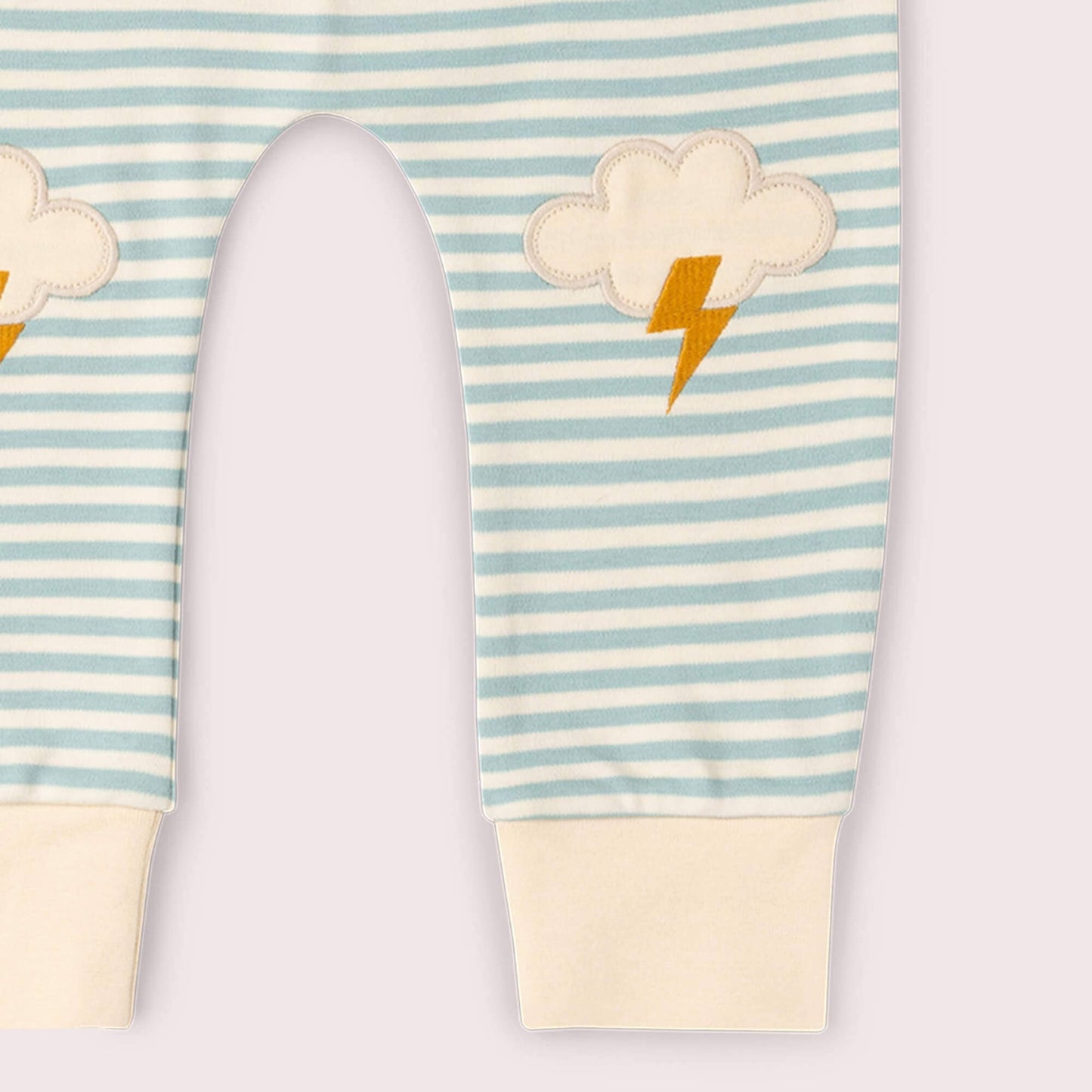 Organic Cotton Cloud Appliqué Knee Patch Striped Joggers | Little Green Radicals