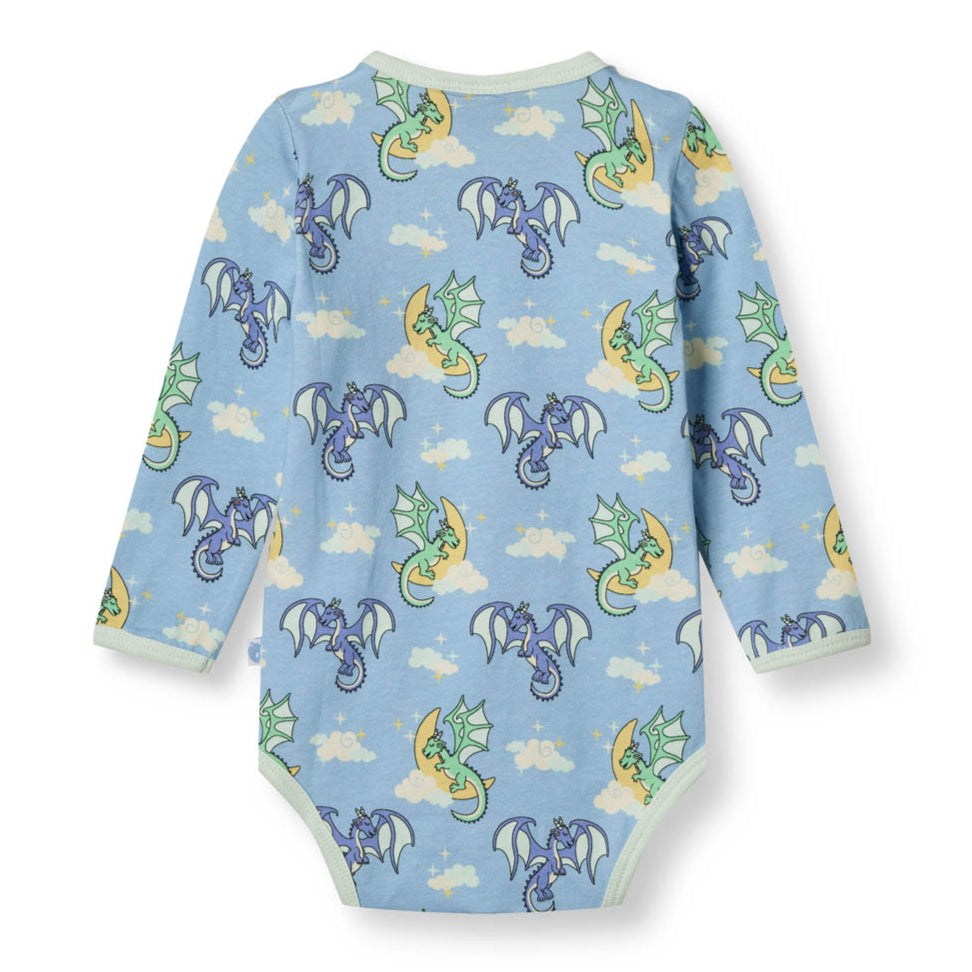 Smafolk organic Long sleeved bodysuit- sleeping dragons, back