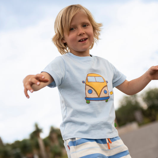 Organic Cotton T-Shirt - Blue Groovy Van