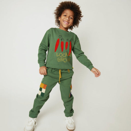 Mon Coeur Organic Cotton Pocket Jogger - Green Checkered