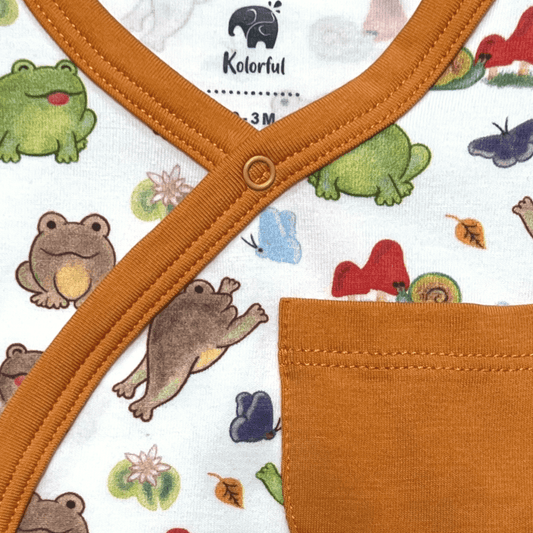 Kolorful Organic Pima Cotton Babies' Kimono Short Romper- Meadow