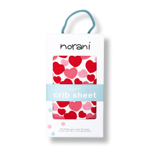 Red & Pink Hearts Organic Crib Sheet - GOTS Certified | Norani Baby