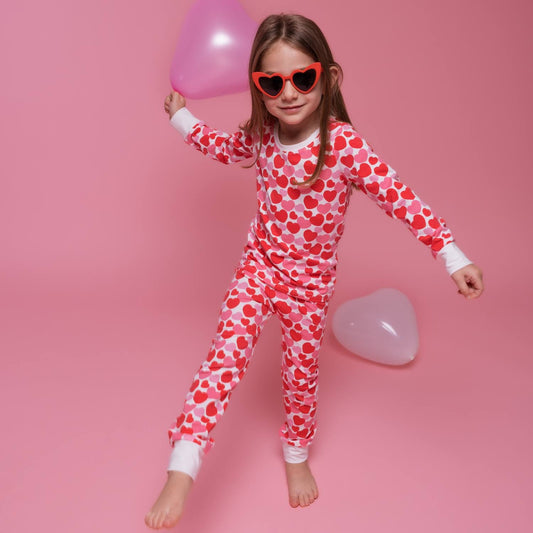 Norani organic pajamas Pajamas- red & pink hearts