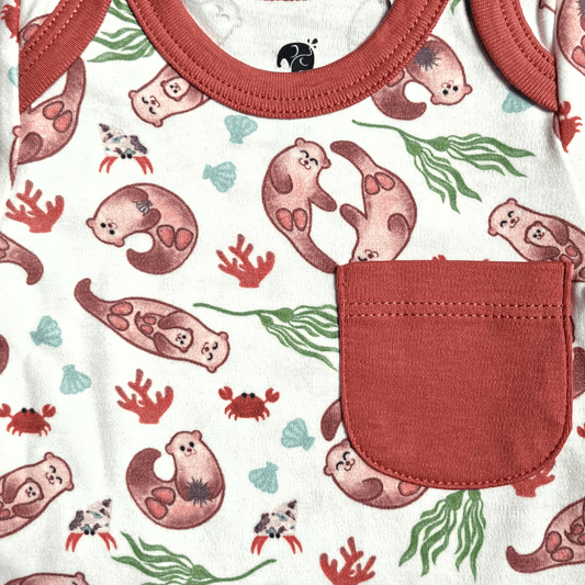 Kolorful Organic Pima Cotton Babies' Long-Sleeved Bodysuit & Pants Set- Otter