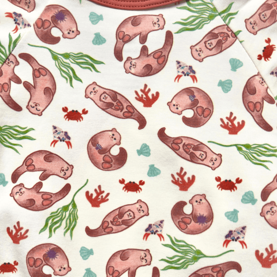 Kolorful Organic Pima Cotton Babies' Kimono Short Romper- Otter