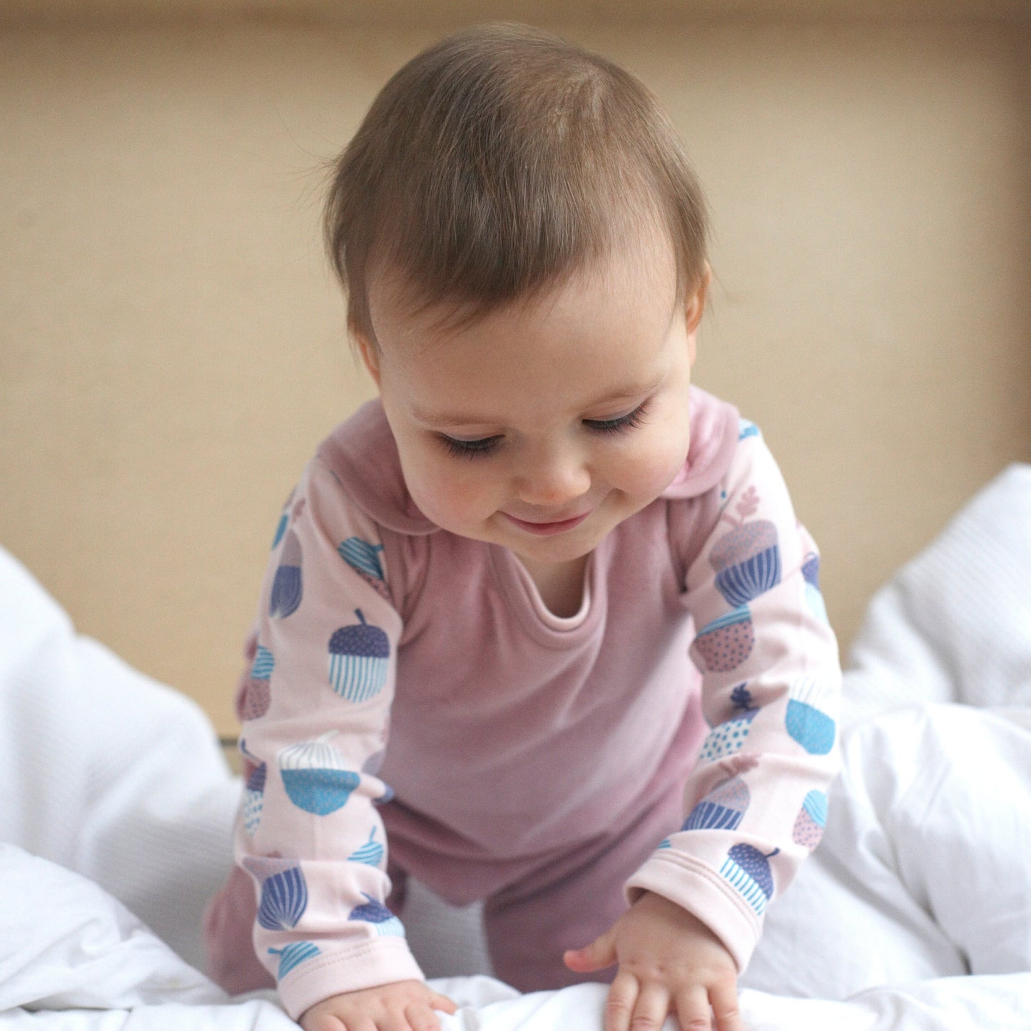 Pigeon Organics Girls' Long Sleeved T-Shirt- Acorns, Pink