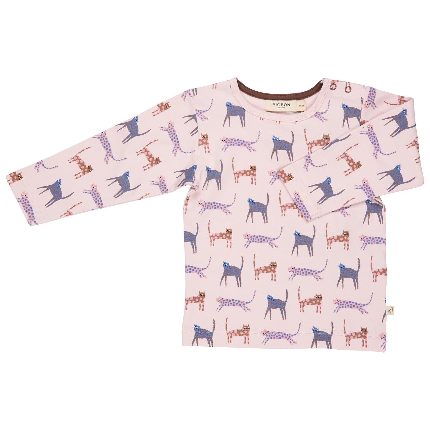 Pigeon Organics Boys' Long Sleeved T-Shirt- Cats, Pink