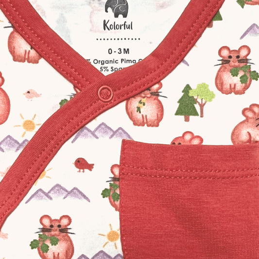 Kolorful Organic Pima Cotton Babies' Kimono Short Romper- Pika