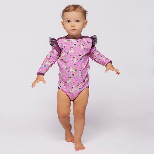 Smafolk Organic Cotton Long Sleeve Bodysuit - Unicorns