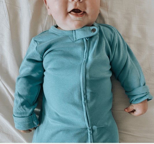 Finn + Emma Organic Footed Baby Pajamas- Vintage Aqua