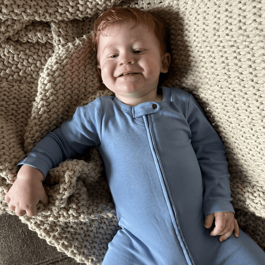Finn + Emma Organic Babies' Footed Pajamas- Periwinkle Blue