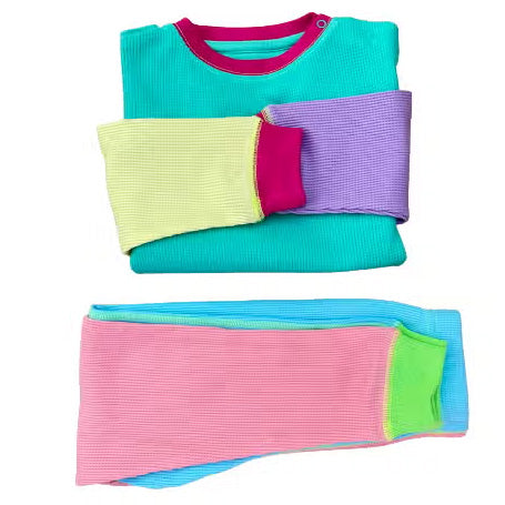 Slugs & Snails organic Waffle top & pants set- 90's neon