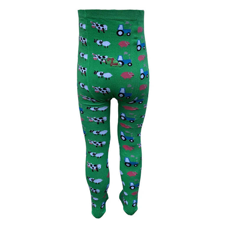 Slugs & Snails Organic Tights- green farmyard