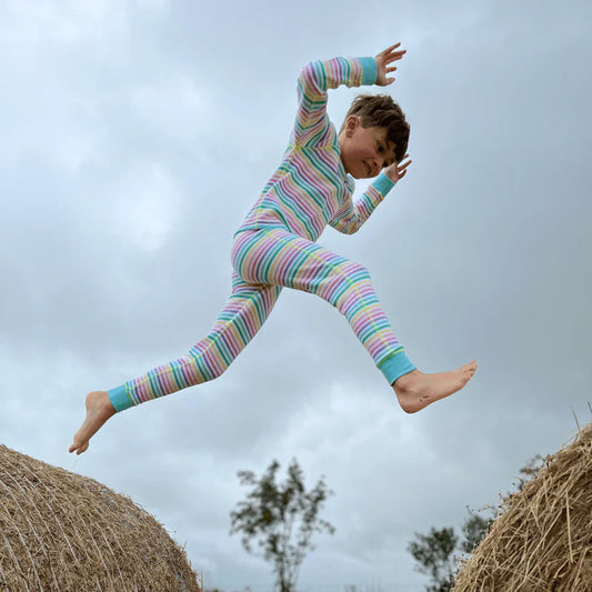 Slugs & Snails Waffle top & pants set- pastel stripes