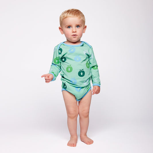 Småfolk Organic Long-Sleeved Babies' Bodysuit- Apples, Spring Meadow