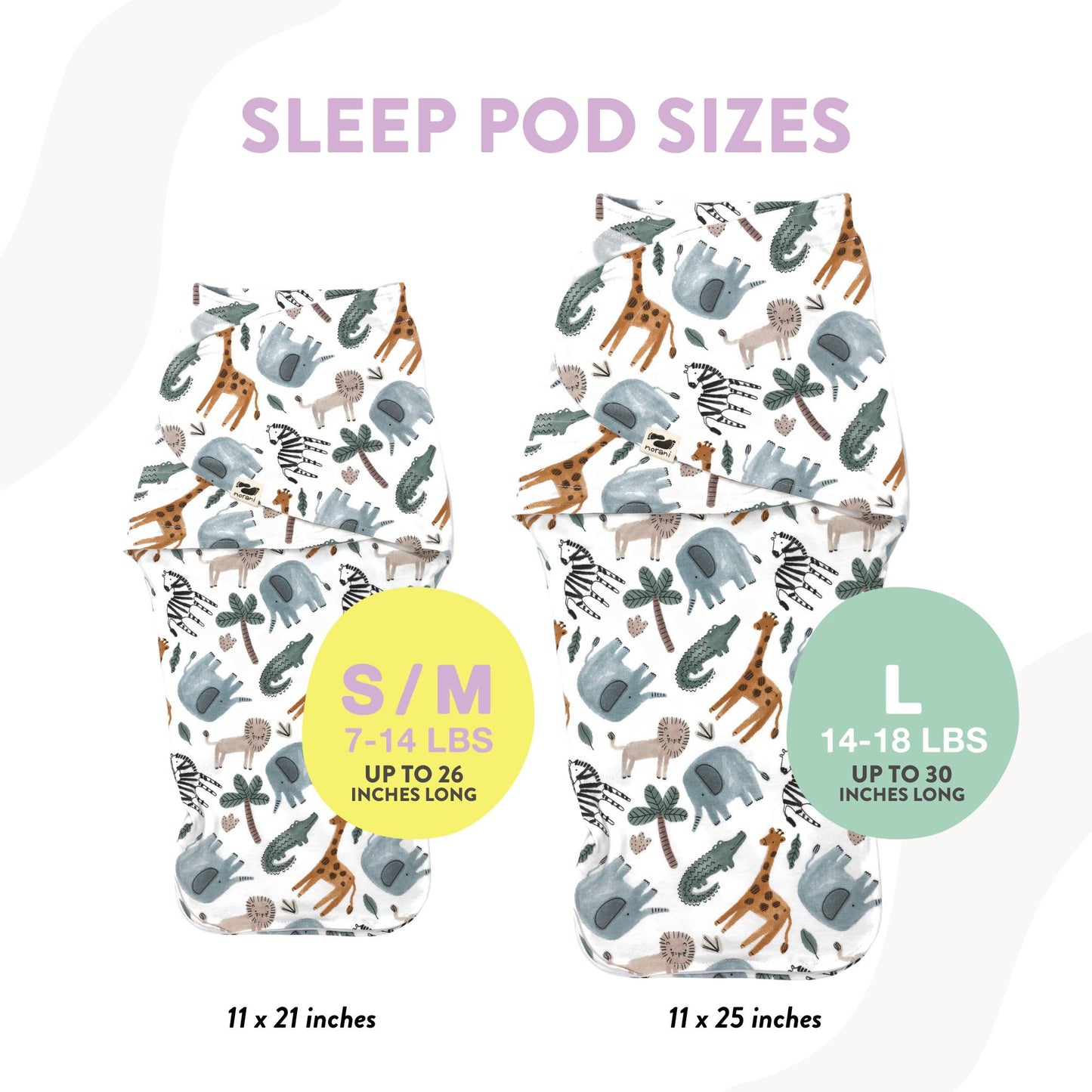 Safari Animals Organic Swaddle Sleep Pod | Norani Baby