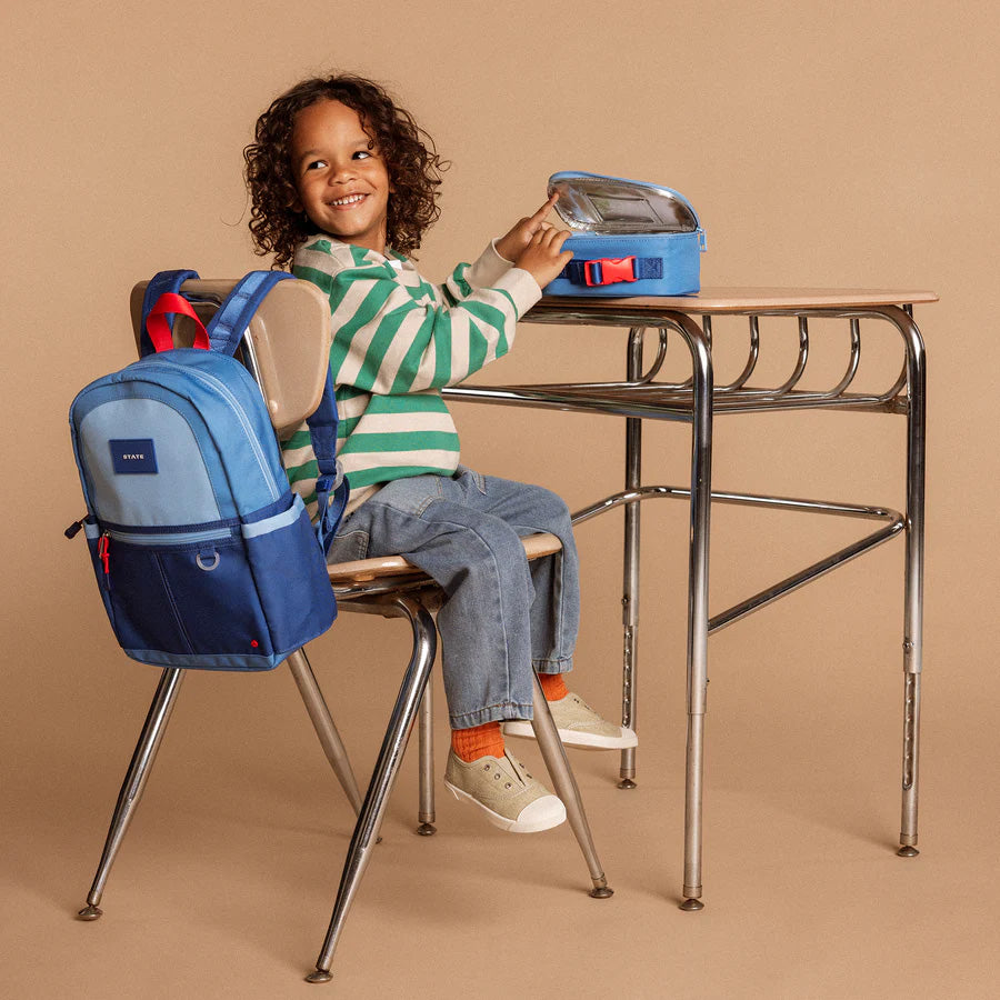 State Bags Kane Kids Mini Backpack- Blue/Light Blue Colorblock