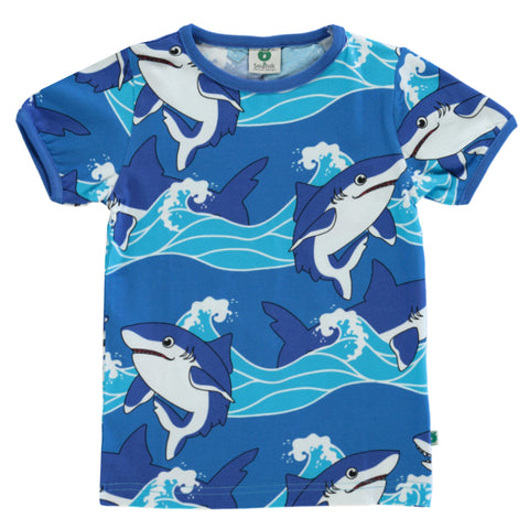 Smafolk organic Short sleeve t-shirt- sharks, brilliant blue