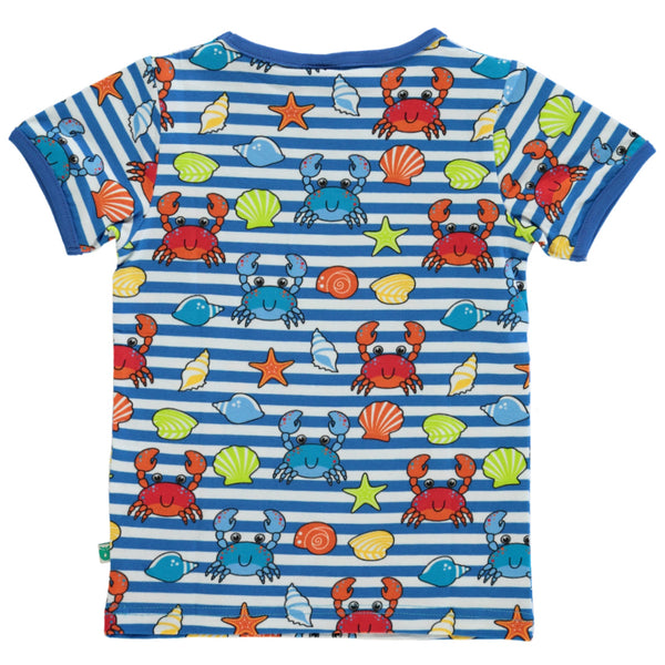 Smafolk organic Short sleeve t-shirt- crabs, brilliant blue, back