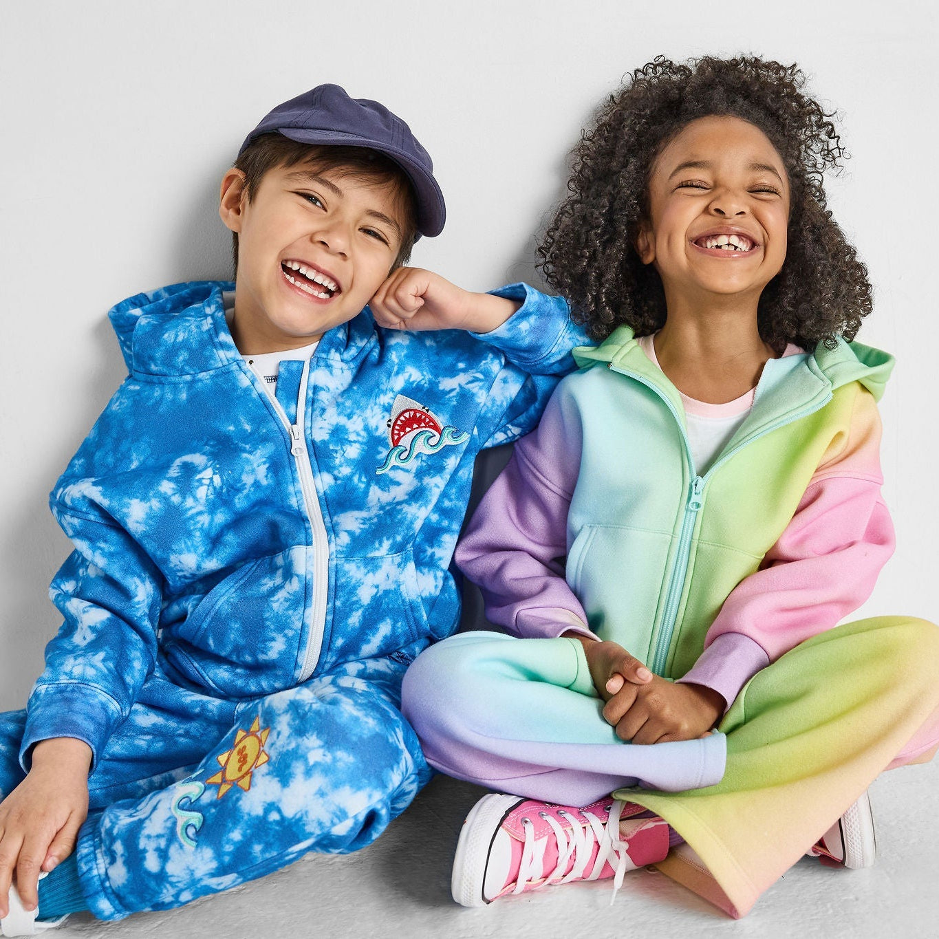 Zip-up hoodie- shark tie-dye*