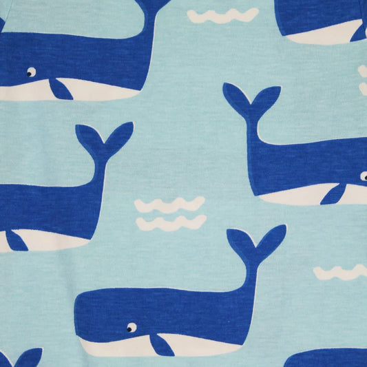 Toby Tiger organic Short romper- whale waves, closeup