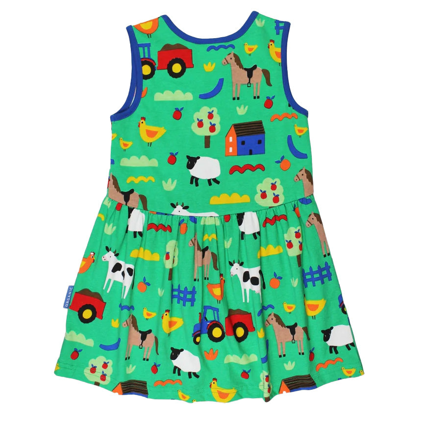 Toby Tiger Organic Sleeveless dress- farmyard, back