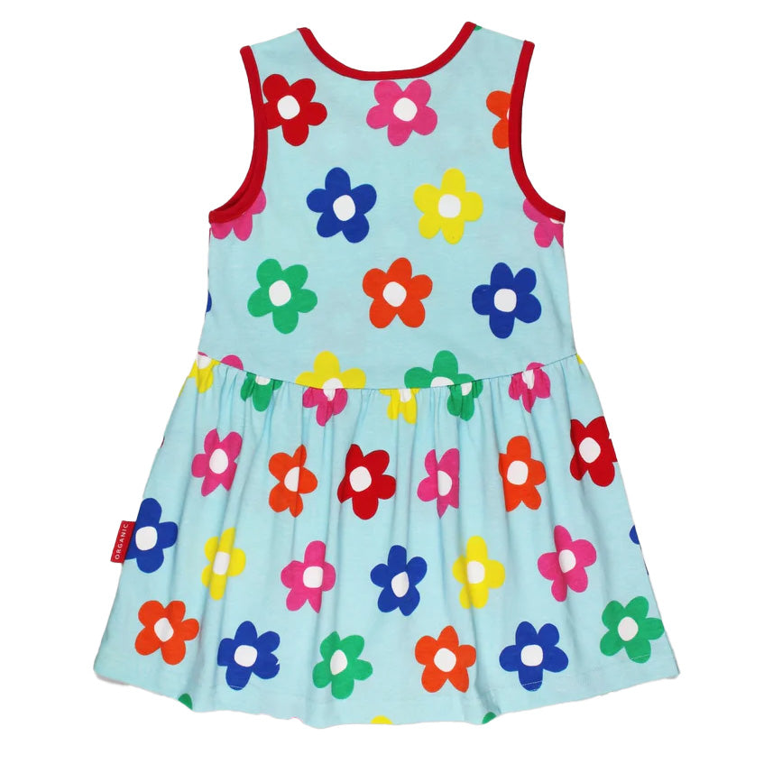 Toby Tiger Organic Sleeveless dress- rainbow bloom, back