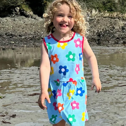 Toby Tiger Organic Sleeveless dress- rainbow bloom