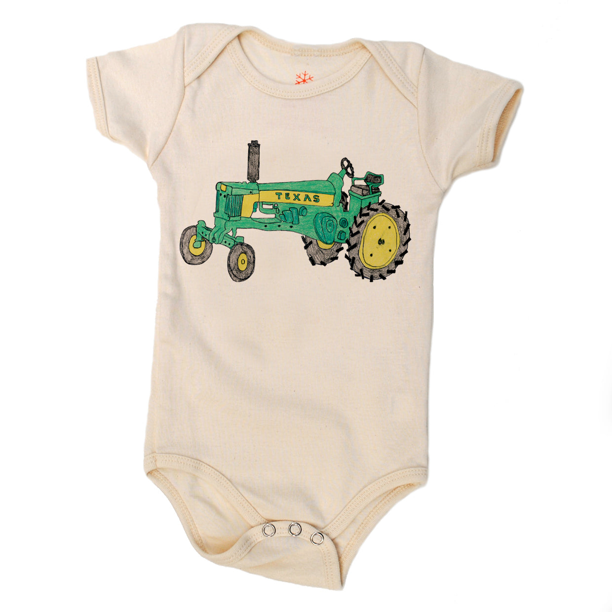 Orangeheat Organic Babies' Short-Sleeved Bodysuit- Tractor