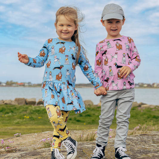 Kids Organic Cotton Short Sleeve Tee - Funky Dogs | Villervalla