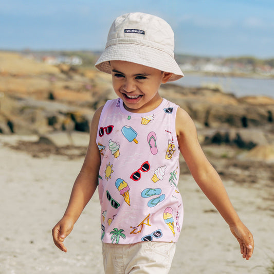 Organic Cotton Kids Tank Top – Summer Day Print Breeze Blue | Villervalla