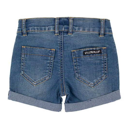 Villervalla Stretch denim shorts- indigo wash, back