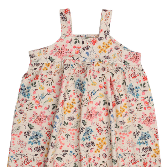 Walkiddy organic Sleeveless dress- mini flowers, closeup