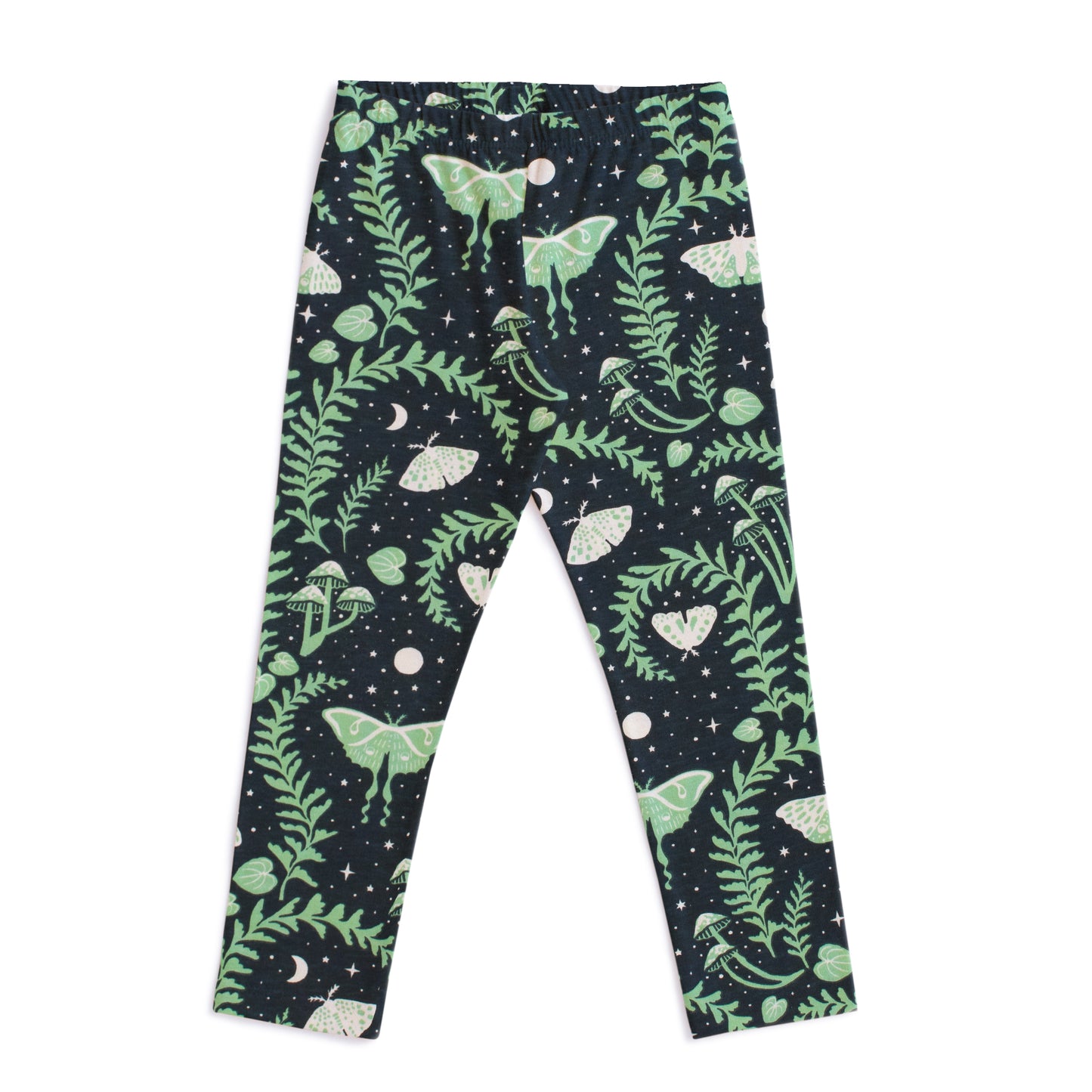 Winter Water Factory Organic Girls' Leggings- Night Sky Luna Moths