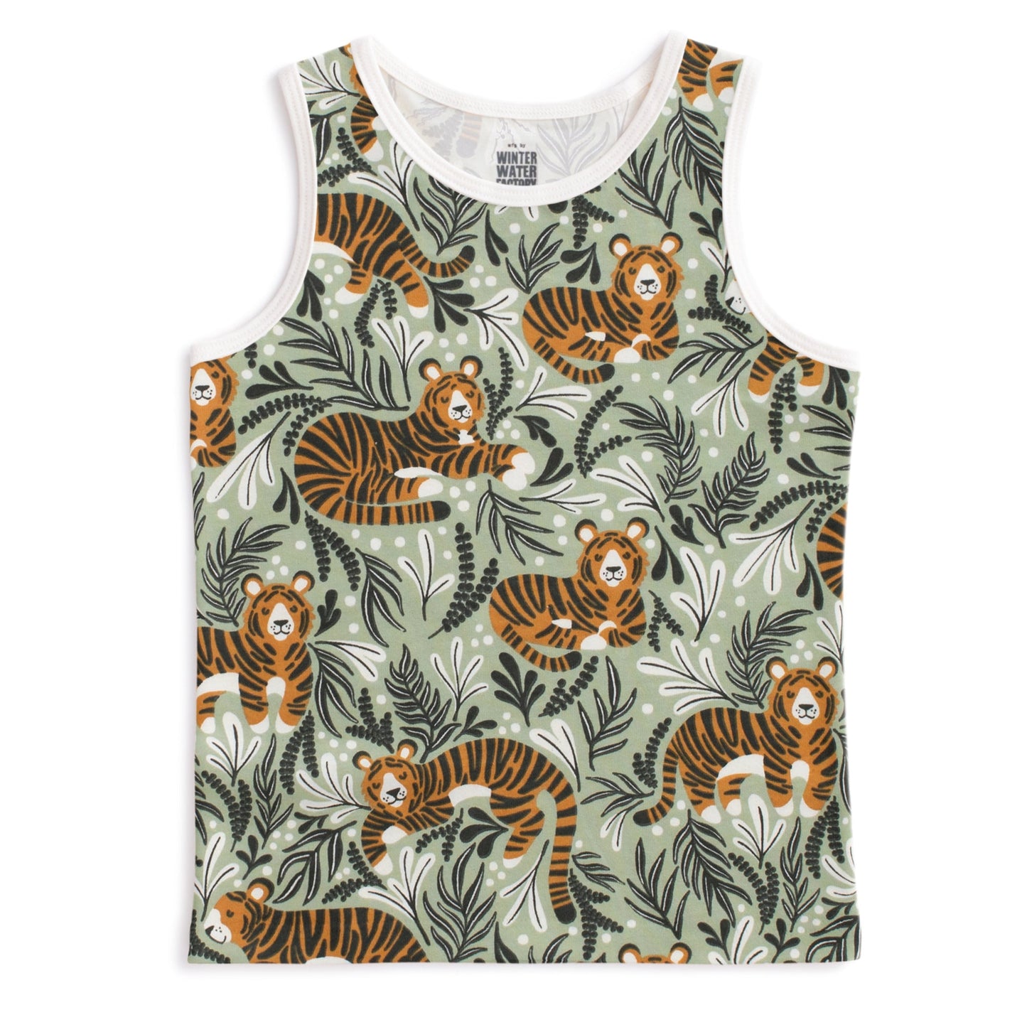 Winter Water Factory organic Tank top- green tigers
