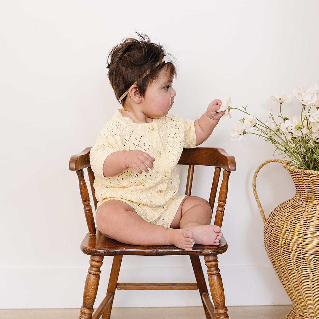 Mebie Baby Yellow Cardigan Bloomer Set | 100% Cotton