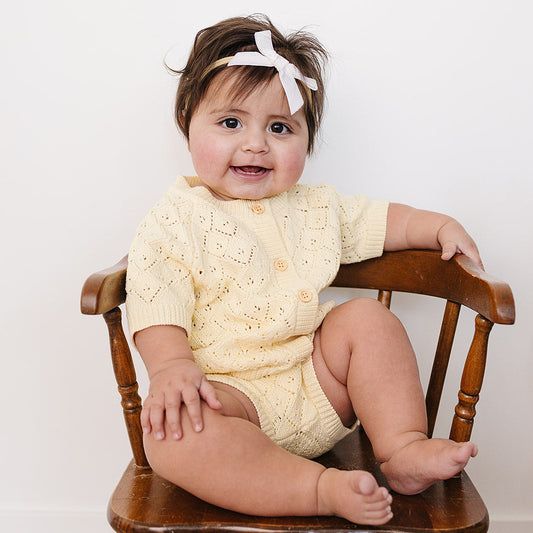Mebie Baby Yellow Cardigan Bloomer Set | 100% Cotton