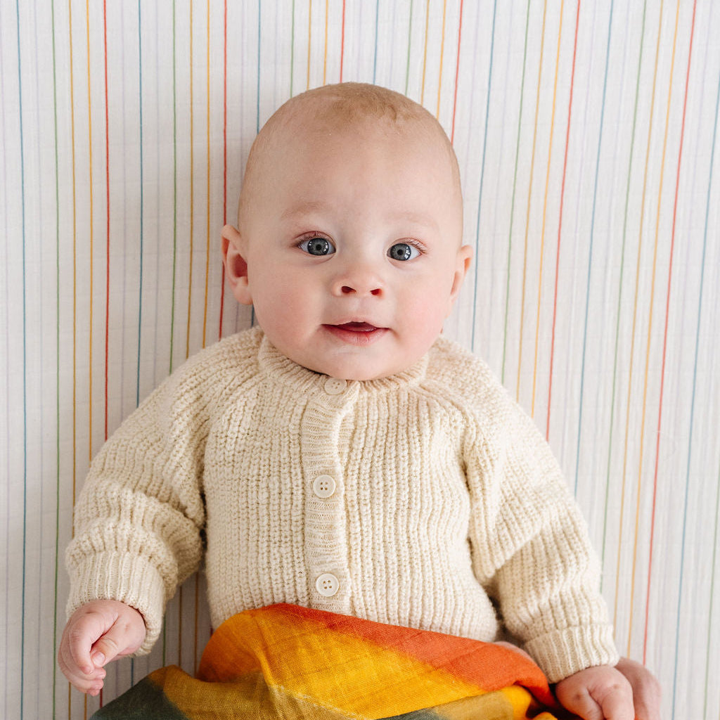 Cotton Muslin Crib Sheet - Rainbow Stripe