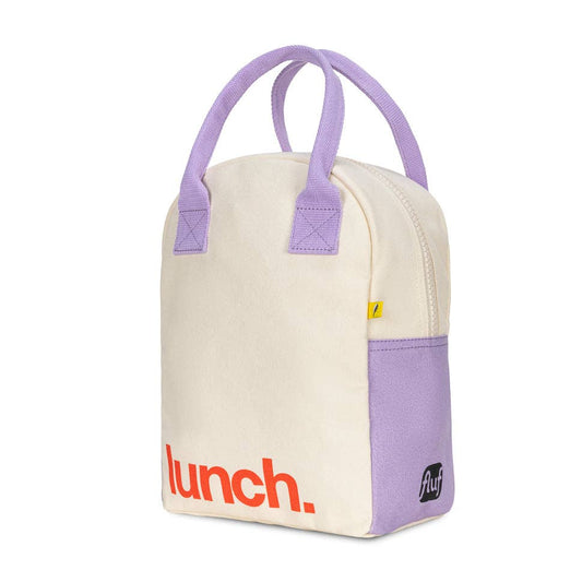 Fluf Organic Zipper Lunch Bag - 'Lunch' Lavender Poppy