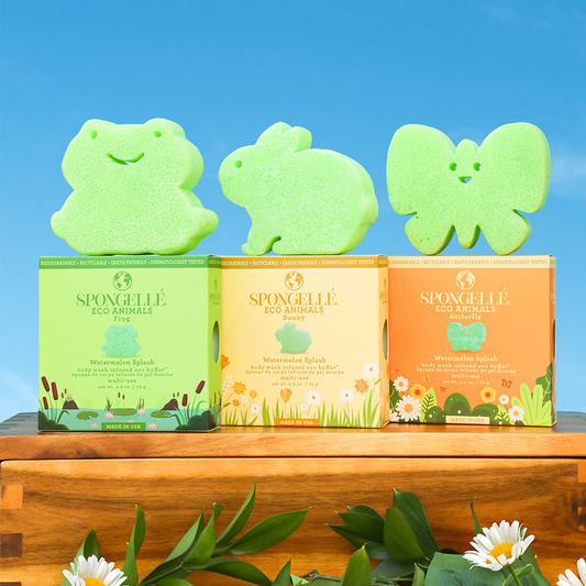 Eco Animals 3-Pack - Biodegradable Kids Bath Sponge Set | Spongellé