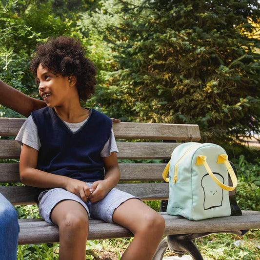 Boy with Fluf Zipper lunch bag - happy bread