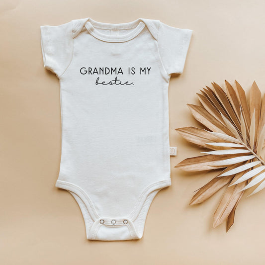 Tenth & Pine Organic Cotton Short Sleeved Baby Bodysuit- Grandma is my Bestie