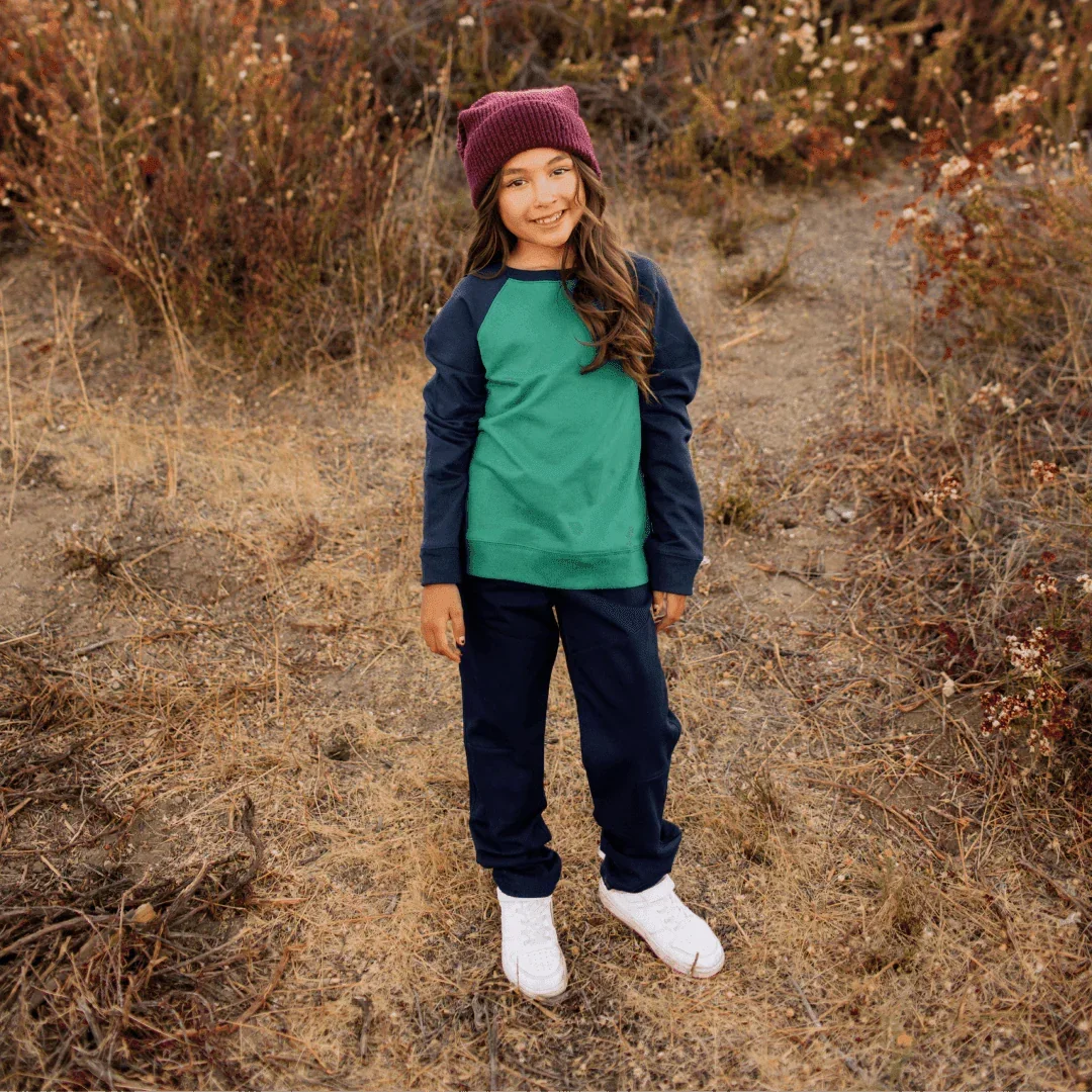 Organic Cotton Color Block Raglan Kids Sweatshirt | Jackalo