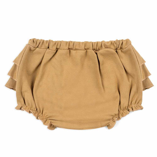 Milkbarn rust denim ruffle bloomer, front