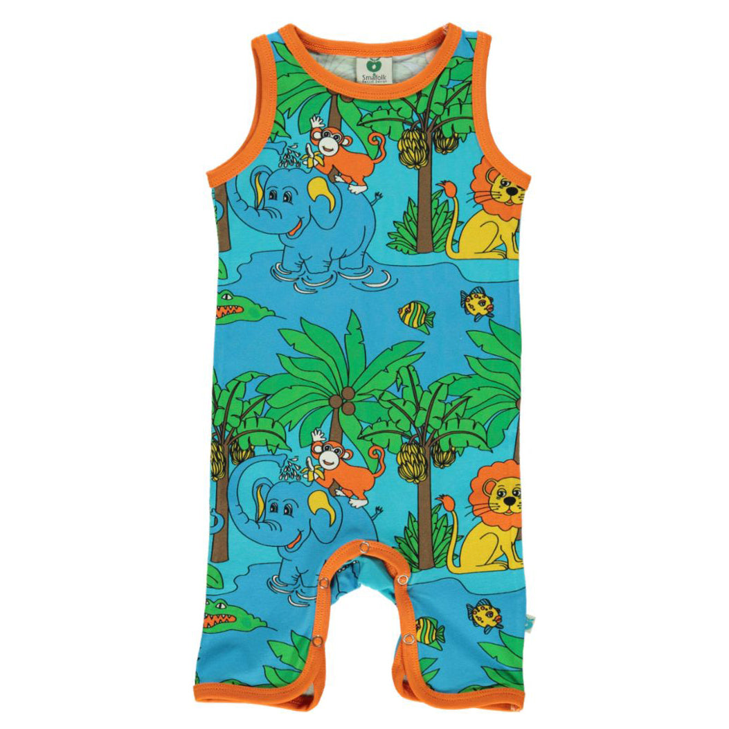 Smafolk Organic Jungle Tank Romper Blue Atoll The Green Crib & Kid